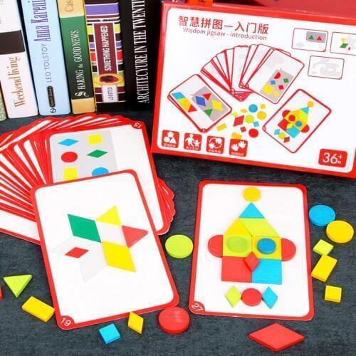 Kids Montessori Materials Puzzles Geometric Shape Games Baby Montessori Wooden Educational Toys For Children Tangram Board Toy