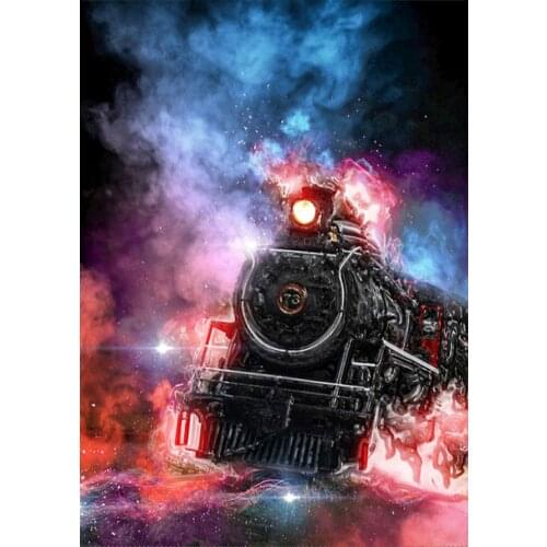 DIY 5D diamante pintura paisaje tren redondo diamante bordado mosaico decoración del hogar patrón hecho a mano niños año nuevo