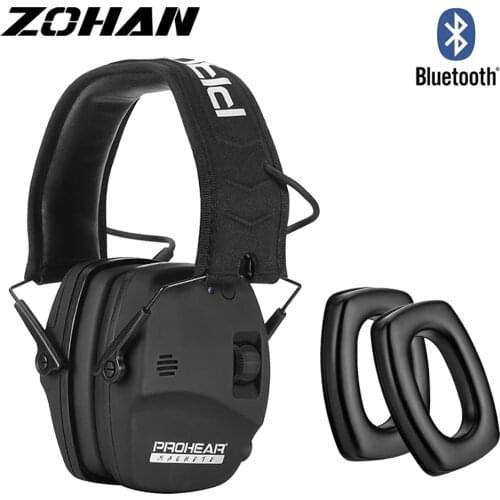 ZOHAN Electronic Shooting Bluetooth Earmuffs with Replacement Silicone Ear Pads Noise Reduction Folding Tactical Headset Sport