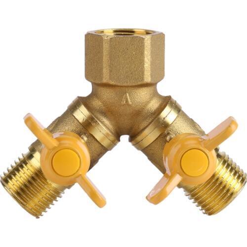 G1/2 Brass Garden Irrigation 2 Way Double Tap Hose Adapter Dual Faucet Connector for Garden Watering Irrigation Dropshipping