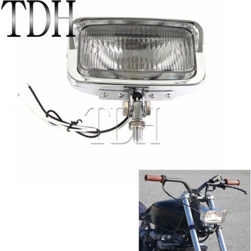 Chrome Motorcycle Rectangle Lamp Retro Headlight For Harley Chopper Bobber Scrambler Cruiser Yamaha Honda 70S Universal
