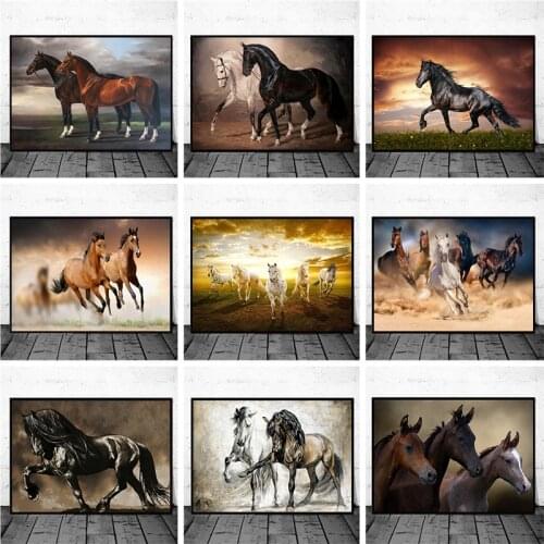 Wild Horse Running Canvas Painting Modern Animal Steed Wall Art Prints Artwork Pictures Gift for Home Decor Cuadros
