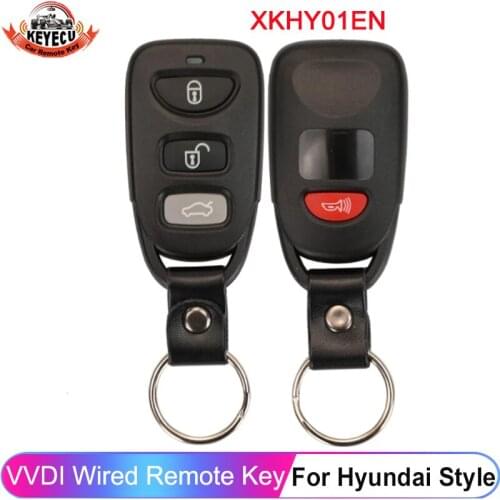 KEYECU English Version Xhorse VVDI Key Tool VVDI2 Wire Remote Key 4 Button XKHY01EN