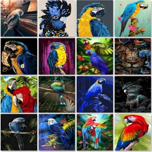 GATYZTORY Parrot Paint By Number Kits Animal DIY Unframe Handmade Gift Oil Painting By Numbers Digital Painting For Home Decor