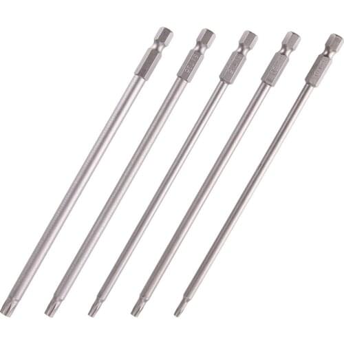 New 5Pcs/Set 150mm 1/4 inch 6.35mm Hex Magnetic Hollow Torx Head Screwdriver Screw Driver Drill Bits Set T10-T30 Tool #246975