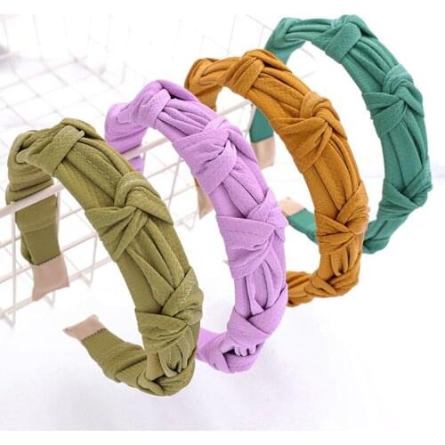 New PU Leather Knot Headbands Solid Candy Color Hair Hoop Girls Bandage Hairband Women Headdress Fashion Winter Hair Accessories