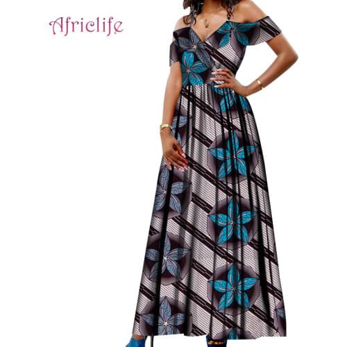 OEM Factory High Quality Sexy Lady High Waist Bazin African Clothes For Women Batik Lady Long Dress WY5668