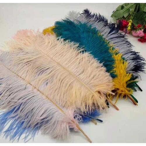 Wholesale 50Pcs/Lot Natural White Ostrich Feathers For Crafts 35-60CM Carnival Costumes Party Home Wedding Decorations Plumes