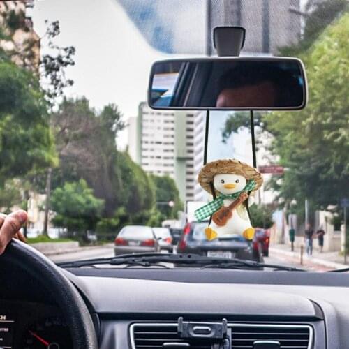 Swing Duck Car Pendant Cute Cartoon Rear View Mirror Pendant Swing Little Duck Car Decoration For Auto Car Interior Accessories