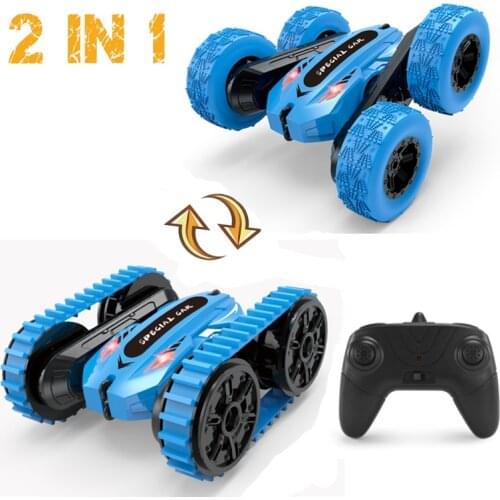 NEW JJRC Q95 Remote Control Stunt Car Double-sided Dump Truck With Light 2.4G Charging Two-in-one DIY Tracked rc cars