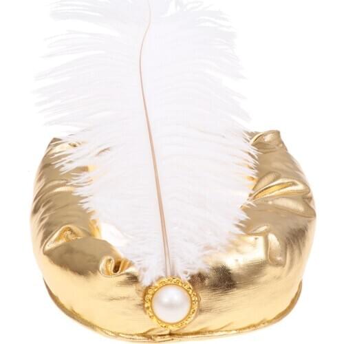 Halloween Kings Hat Indian Sultan Prince Hat Arab Headwear Feather Decoration Headdress for Boys Cosplay Party Supplies 3 colors