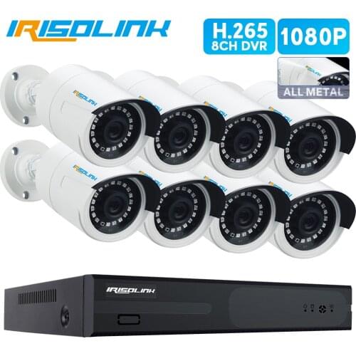 Irisolink 8CH CCTV Camera System 8*1080P IR IP67 Security Surveillance Cameras H.265 5in1 DVR Outdoor Video Surveillance System