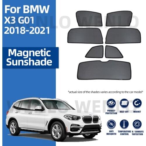 For BMW X3 G01 2018-2021 Front Windshield Car Sunshade Side Window Blind Sun Shade Magnetic Visor Door Grid Mesh Frame Curtains