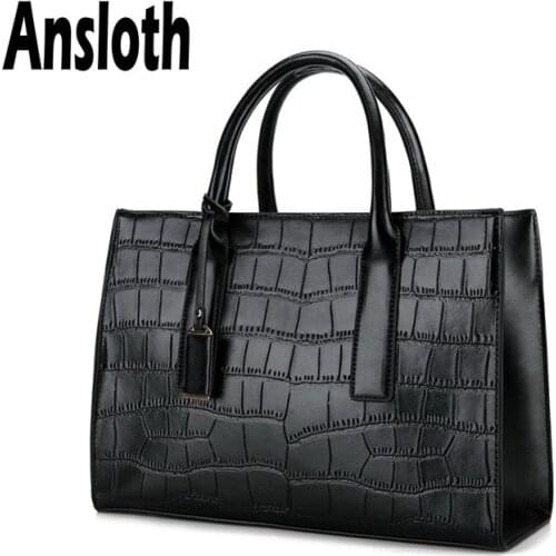 Ansloth Crocodile Leather Handbag Women Quality PU Leather Handbag Ladies Large Capacity Shoulder Bag Female Casual Tote HPS611