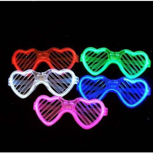 LED Luminous Sunglasses Vintage Heart Glasses Men Women Fashion Party Halloween Christmas Colorful Night Lights Glasses