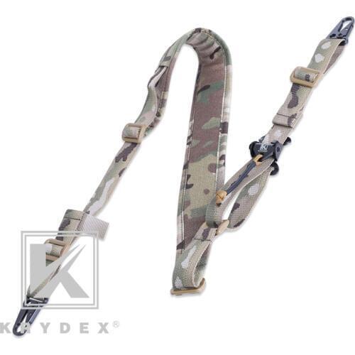KRYDEX Tactical Rifle Sling Removable 2 Point / 1 Point 2.25" Padded Combat Modular Shooting Hunting Rifle Strap Accessories MC