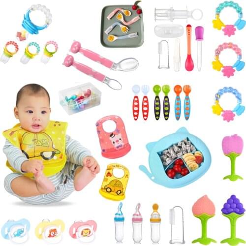 Baby Care Feeding Stuff Waterproof Silicone Bib Spoon Kids Bowl Plates Fruit Nipple Molar Rod Baby Feeding