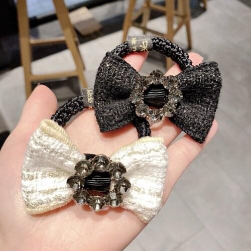 Hair rope female small sweet bow knot hair circle water drill Sen tie contracted head rope ball head hair rubber band new style