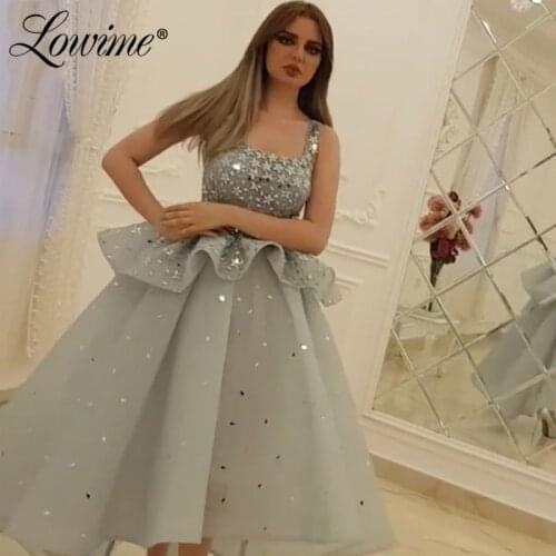 Tea Length Middle East Women Party Dresses 2020 New Custom Saudi Arabic Dubai Evening Gowns Aibye Puffy Prom Dressess Vestidos