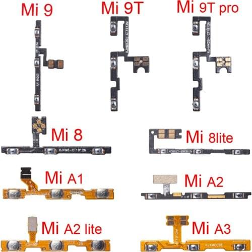 1pcs Power Button Ket Flex Cable For Xiaomi 6 8 9 A1 A2 A3 8lite 9T pro Pocophone F1 Volume Side On/Off Button Flex Replacement