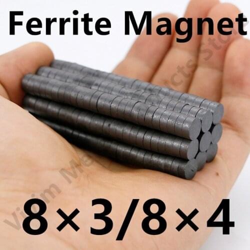 10 20 50pcs/Lot 8x3mm 8x4mm Black Small Round Magnet Fridge Ferrite Magnet Permanent Magnet Round Speaker Magnet