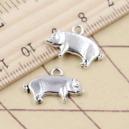 10pcs Charms Fat Pig Hog 12x19mm Tibetan Silver Color Pendants Antique Jewelry Making DIY Handmade Craft