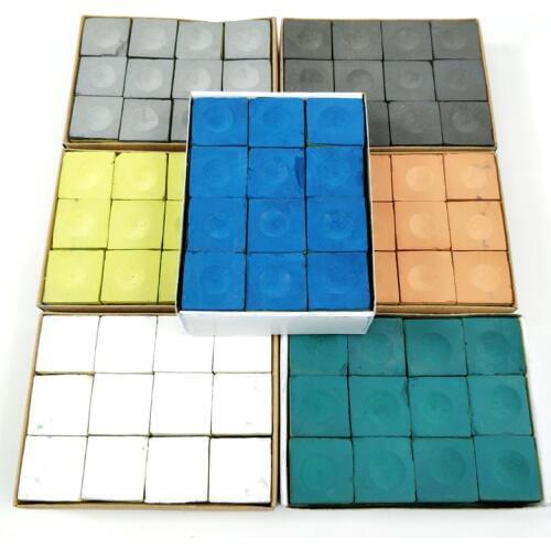 12pcs/lot cheap Billiards Pool chalks green/black/white/yellow/orange/blue/red/grey colorful snooker chalks Billiard accessories