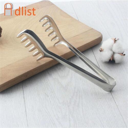 1pc 22cm/8.66" Fine Polished Stainless Steel Food Spaghetti Salad Buffet Party Tongs Food Clamp Kitchen Accessories Pasta Tongs