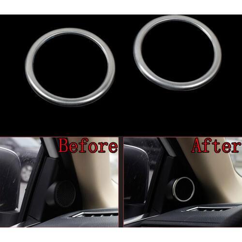 2x Stainless Interior Side Door Stereo Speaker Decorative Circle Audio Ring Frame Cover Trim Sticker Fit For Toyota Corolla 2014