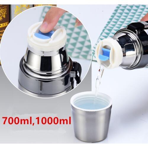 304 Stainless Steel insulated Thermos Bottle 700ml,1L Thermo cup Travel Coffee Mugs Thermal vaccum water bottle Thermal cup