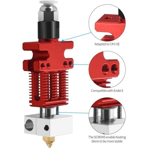 3D Printer CR-6 SE Assembled Full Extruder Hotend Kit with Heating/Cooling/Leveling System Heating Block can be used for Ender 3