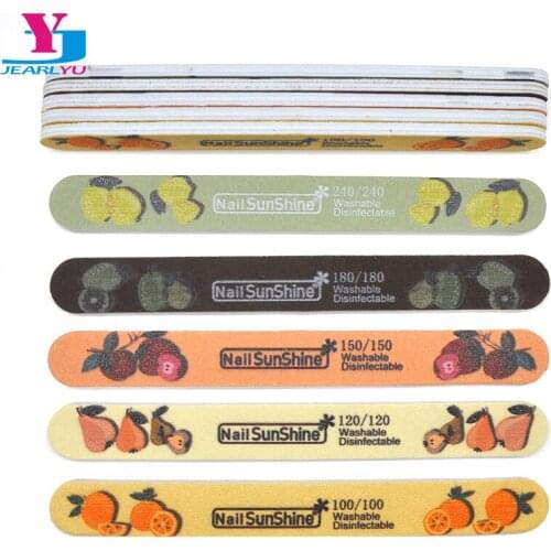 5/10 Pcs Colored Sandpaper Nail File 100/120/150/180/240 Washable Grinding Buffer Files Fruit Pattern Durable File Manicure Tool