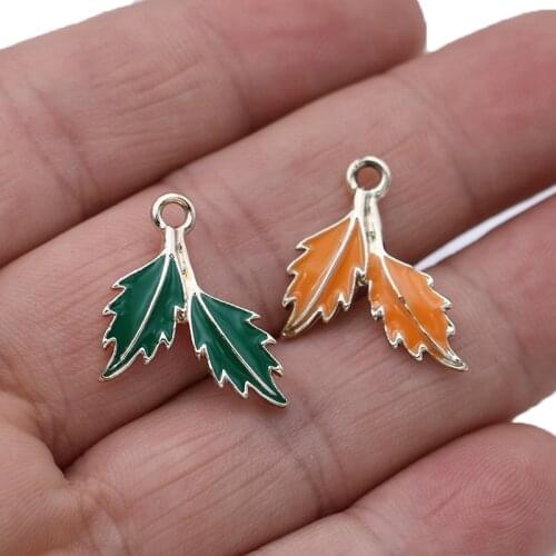 5pcs Enamel Gold Color Leaf Charms Pendant for Jewelry Making Earrings Bracelet Necklace Accessories DIY Craft Findings