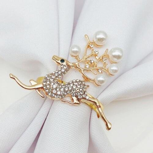 6Pcs Christmas Deer Napkin Ring Buckle Holder Restaurant Banquet Hotel Dining Table Storage Supply
