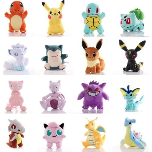 Anime Pokemoned Various styles kawaii plush toys Pikachued Bulbasaur Charmander Eevee plush dolls collection childrens toys