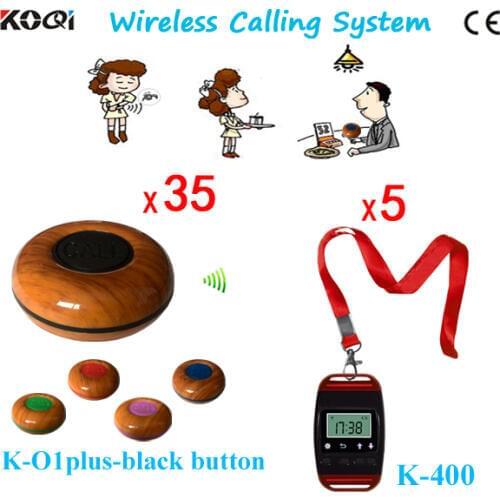 Free Shipping 5 Watch Pagers and 35 Buzzers Wireless Calling Bell System One Button Signal Transmitter For Calling System