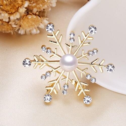 Snow Flower Brooch Pin Mountings Base Findings Accessories Jewelry Settings Parts for Pearls Beads Jade Crystals Agate Coral