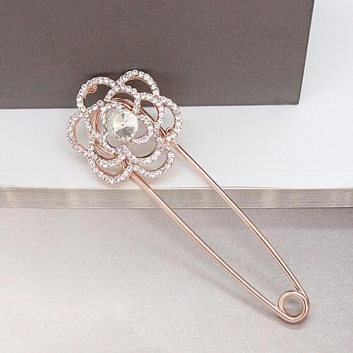 Big Size Pins For Women Stunning Clear Crystals Rose Flower Brooch Amazing Clothes Jewelry Accessories