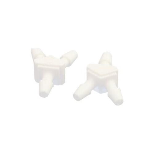 D4mm x d2mm Plastic 3 Ways Y Shape Adapter Air Tubing Connector White 2pcs
