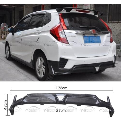 Real Carbon Fiber Rear Bumper Diffuser Spoiler Lip w/ LED Light For Honda FIT JAZZ 2014-2016 GK5