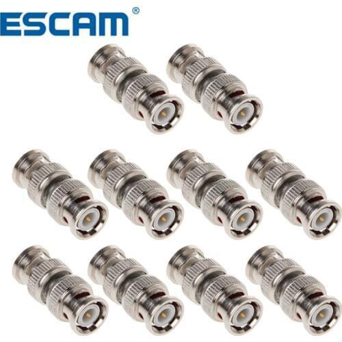 Escam 10pc/lot BNC Male To Male Connector Coax Coupler Adapter For CCTV Video Surveillance