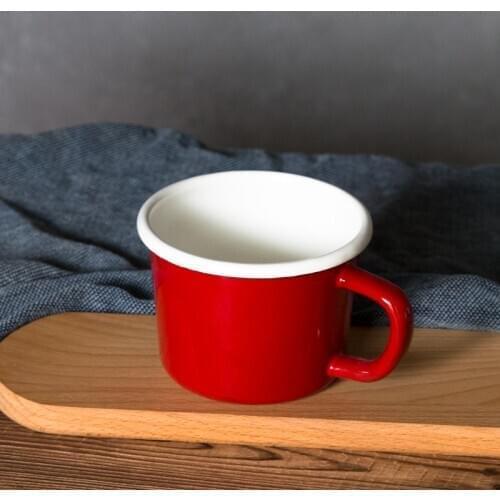 Japanese style porcelain enamel mug cup thickened teacup coffee milk breakfast cup travel outdoor cold water dessert tea cup