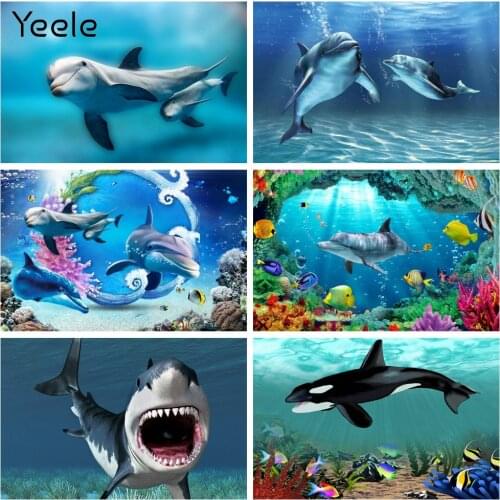 Yeele Seabed Underwater Photocall Shark Whale Dolphin Baby Party Photography Backdrop Photographic Backgrounds For Photo Studio
