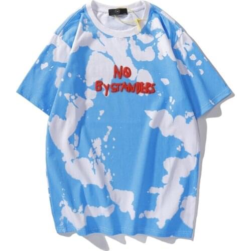 Travis Scott No By Standers Tie Dye Cotton Mens Tshirts Short Sleeve Men And Women Streetwear Loose Fit Summer T-shirt For Man