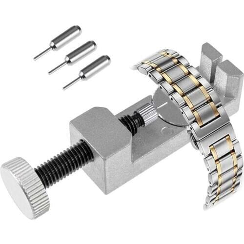 Watch Band & Bracelet Link Remover 3 Pins Watch Repair Tools Adjustable with Metal for Watchmaker 3 Pins Silver Cn(origin)