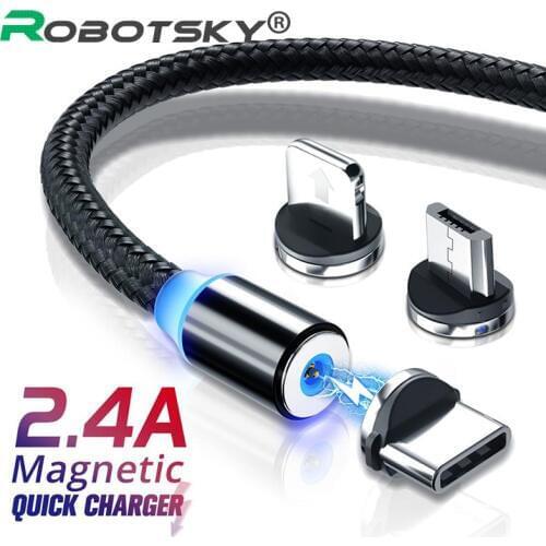 Magnetic USB Cable Micro USB Type C Fast Charging Mobile Phone Magnet Charger Cable for iPhone 11 XR Huawei P30 Microusb USB-C