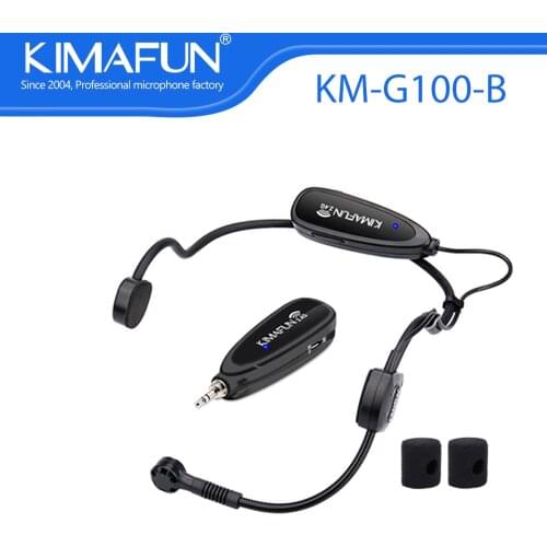 KIMAFUN Rechargeable 2.4G Wireless Headset Microphone Vocal Singing Podcast Phone/Camera Voice Recording Live Stream Mic System