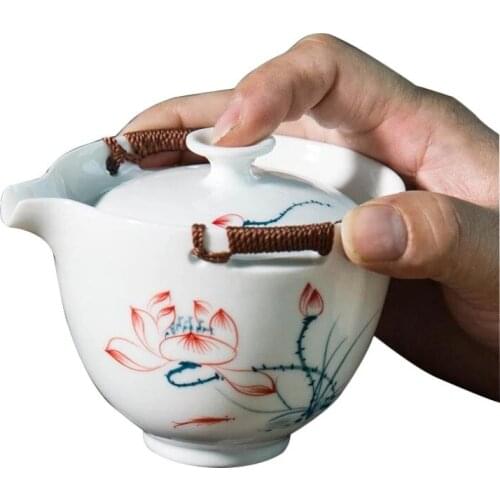 Ceramic Tea Bowl Gaiwan 190ml Hand Painted Teaware Container Master Cup Tea Tureen Drinkware Grasp Teapot Cups Decoration Crafts
