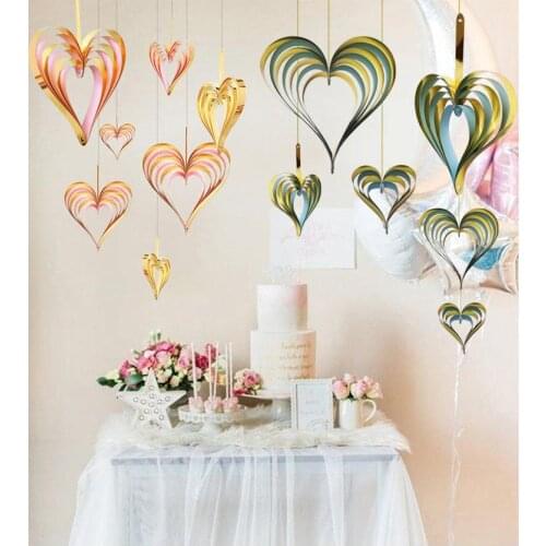 Love Hanging Three Dimensional Heart Shaped Pendant Stage Background Wall Arrangement New Year Window Dress Up Items