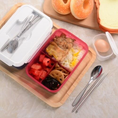 MICCK Microwavable Lunch Box Eco-friendly Bento Box With Tableware Soup bowl Food Container For Students School Office Worker